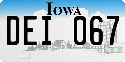 IA license plate DEI067