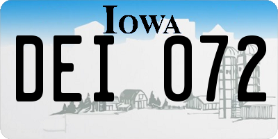 IA license plate DEI072