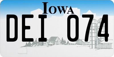 IA license plate DEI074