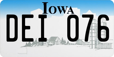 IA license plate DEI076