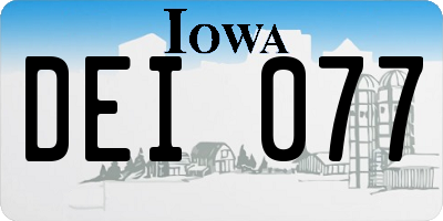 IA license plate DEI077