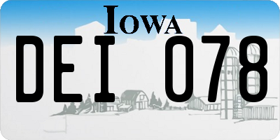 IA license plate DEI078