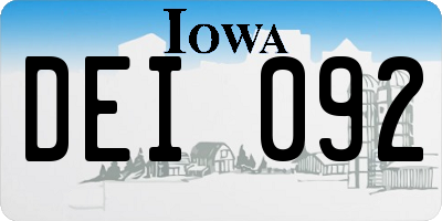 IA license plate DEI092