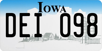 IA license plate DEI098
