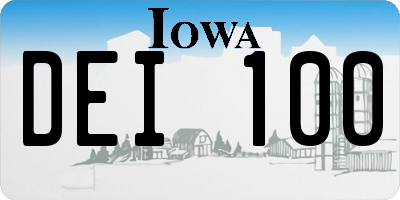 IA license plate DEI100