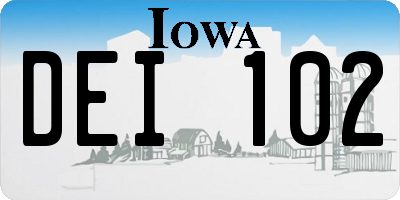 IA license plate DEI102