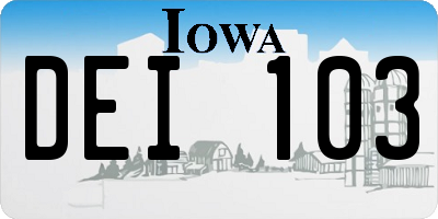 IA license plate DEI103