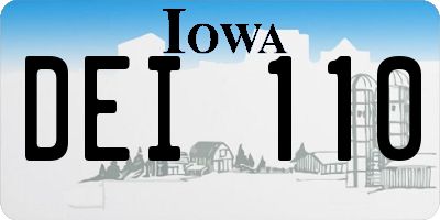 IA license plate DEI110