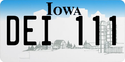 IA license plate DEI111