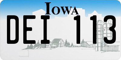 IA license plate DEI113