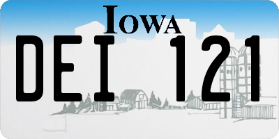 IA license plate DEI121