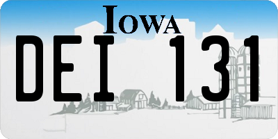 IA license plate DEI131