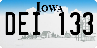 IA license plate DEI133