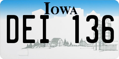 IA license plate DEI136