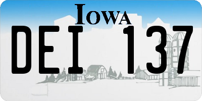 IA license plate DEI137