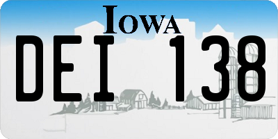 IA license plate DEI138