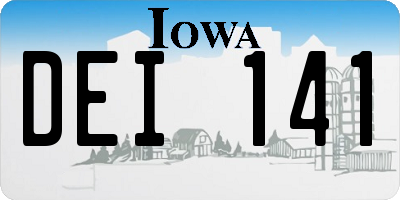 IA license plate DEI141