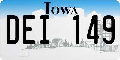 IA license plate DEI149