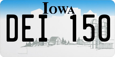 IA license plate DEI150