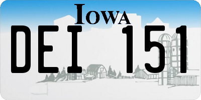 IA license plate DEI151