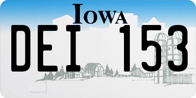 IA license plate DEI153