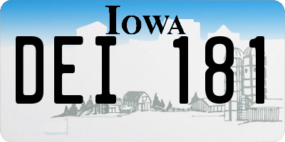 IA license plate DEI181