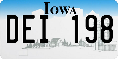 IA license plate DEI198