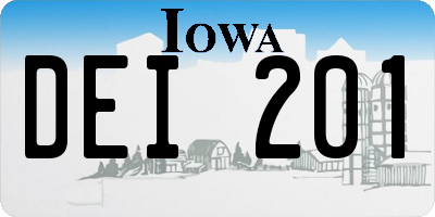 IA license plate DEI201