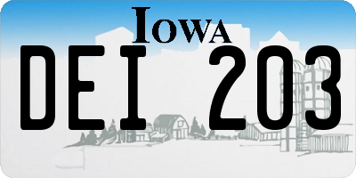 IA license plate DEI203