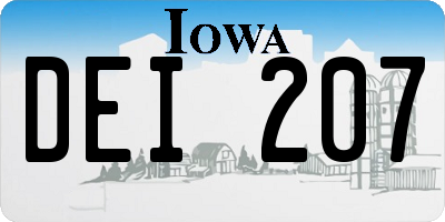 IA license plate DEI207