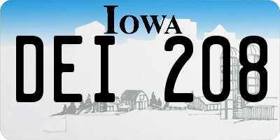 IA license plate DEI208