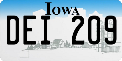 IA license plate DEI209