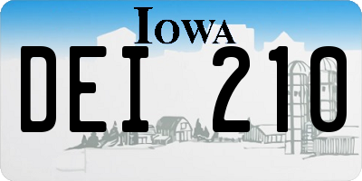 IA license plate DEI210