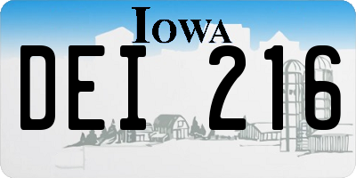 IA license plate DEI216
