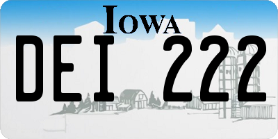 IA license plate DEI222