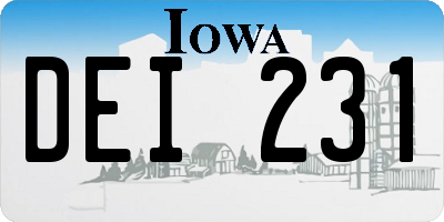IA license plate DEI231