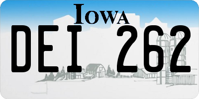 IA license plate DEI262