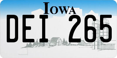 IA license plate DEI265