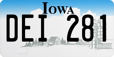 IA license plate DEI281