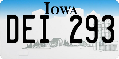 IA license plate DEI293