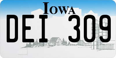 IA license plate DEI309