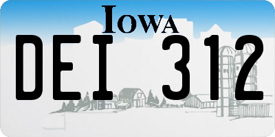 IA license plate DEI312