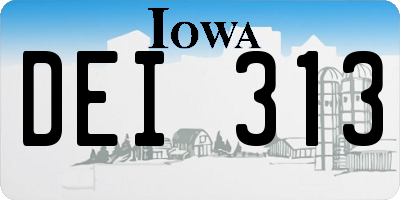 IA license plate DEI313