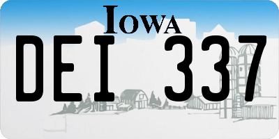 IA license plate DEI337