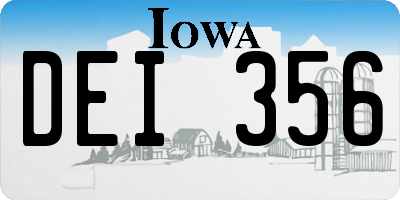 IA license plate DEI356