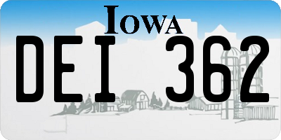IA license plate DEI362