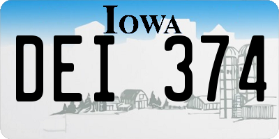 IA license plate DEI374