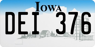 IA license plate DEI376