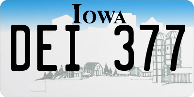 IA license plate DEI377