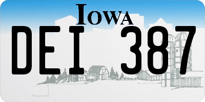 IA license plate DEI387